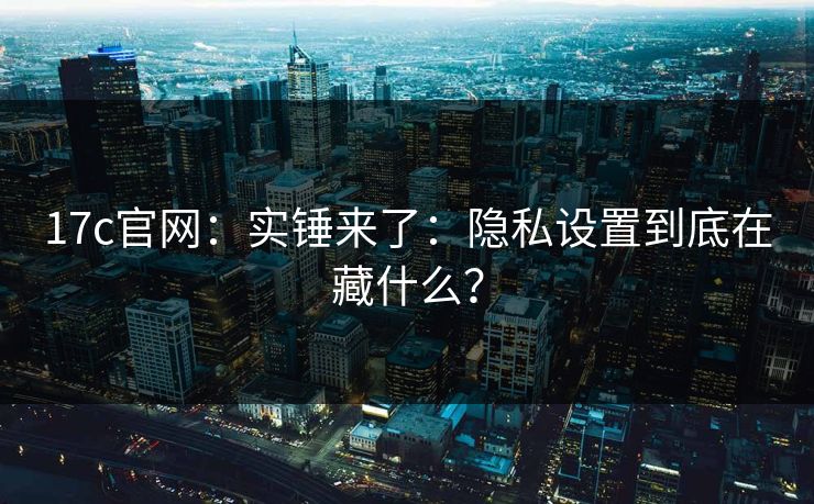 17c官网：实锤来了：隐私设置到底在藏什么？